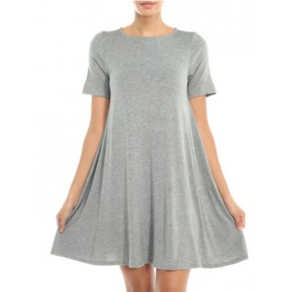 Hourglass Lily short sleeve shift dress light grey - Picture 1 of 6